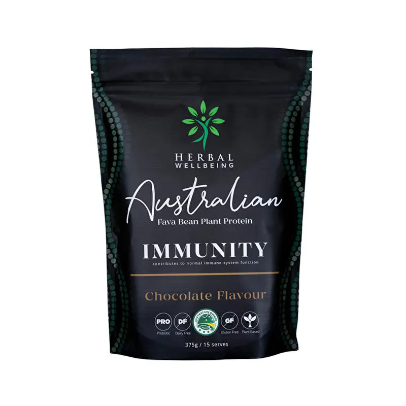 Herbal Wellbeing Australian Fava Bean Plant Protein Immunity Chocolate 375g