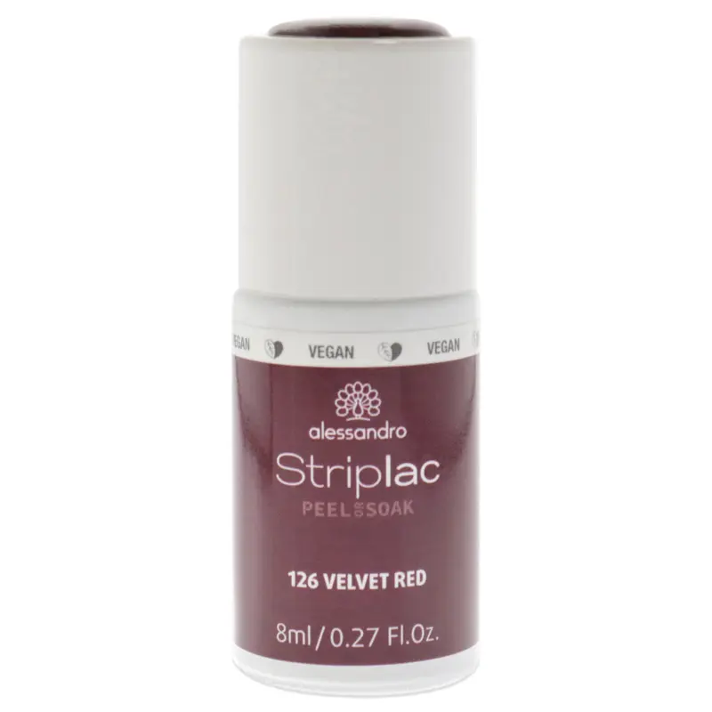 Alessandro Striplac Peel or Soak - 126 Velvet Red by Alessandro for Women - 0.27 oz Nail Polish