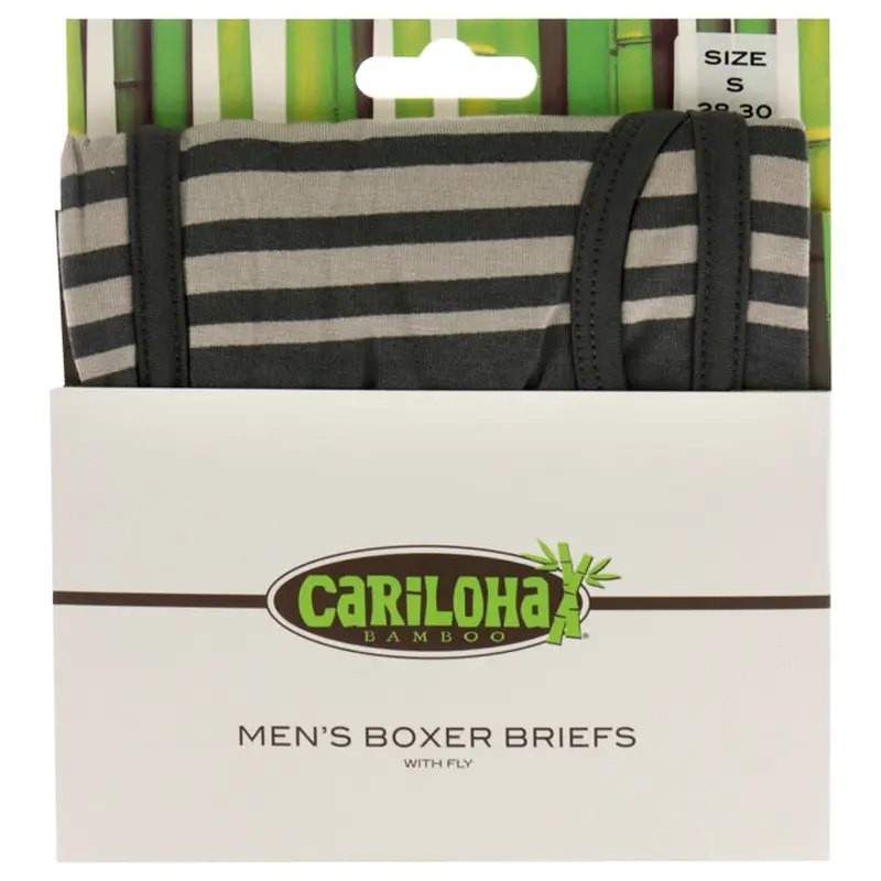 Cariloha Bamboo Boxer Briefs - Shoreline Gray Stripe by Cariloha for Men - 1 Pc Boxer (S)
