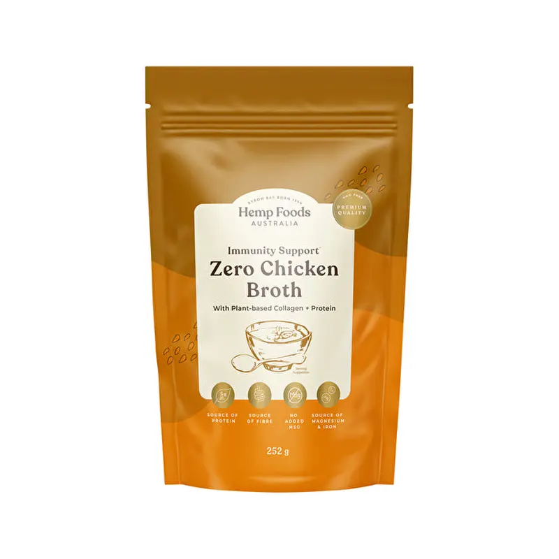 Hemp Foods Australia Broth Zero Chicken (Vegan) Immunity Support With Plant-Based Collagen + Protein 252g