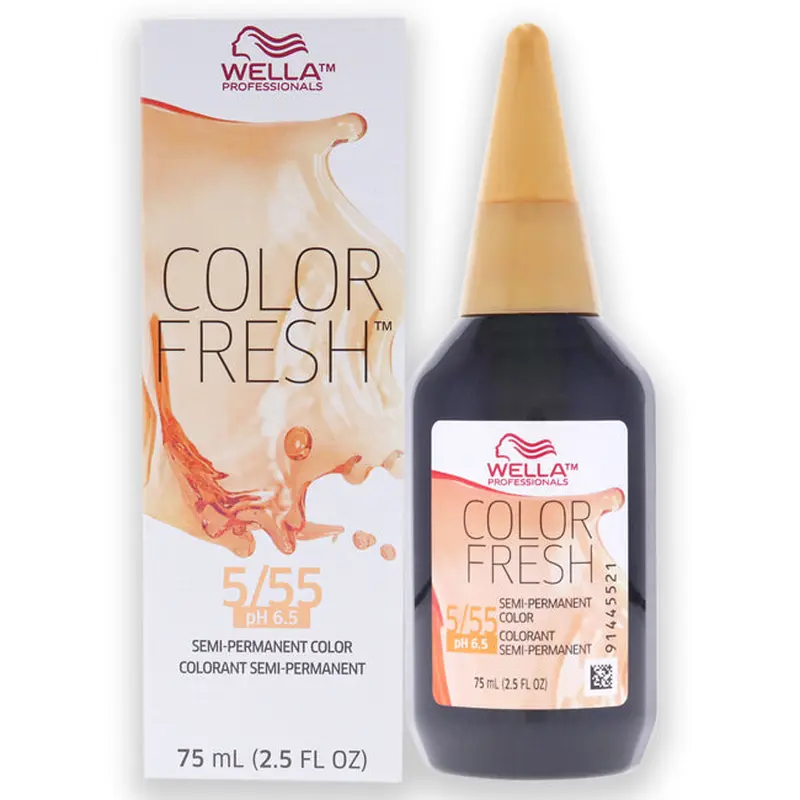 Wella Color Fresh Semi-Permanent Color - 5 55 Light Brown-Intense Red Violet by Wella for Unisex - 2.5 oz Hair Color