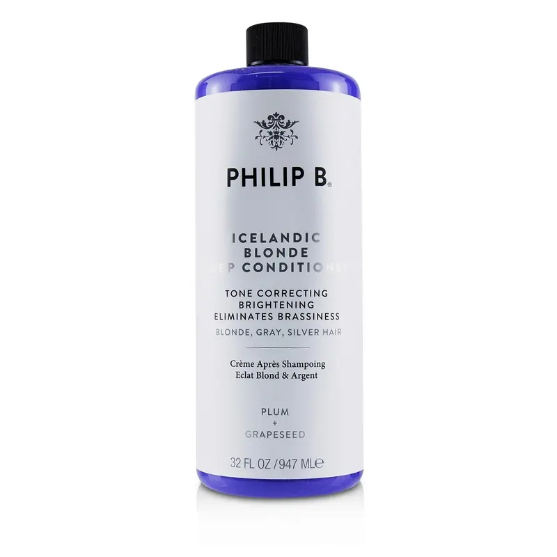 Philip B Icelandic Blonde Deep Conditioner (Tone Correcting Brightening Eliminates Brassiness - Blonde, Gray, Silver Hair)  947ml/32oz