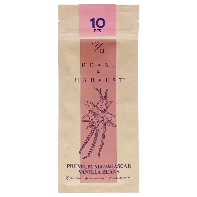 Heart & Harvest Madagascar Vanilla Beans Grade by Heart & Harvest for Unisex - 10 Pc Spices