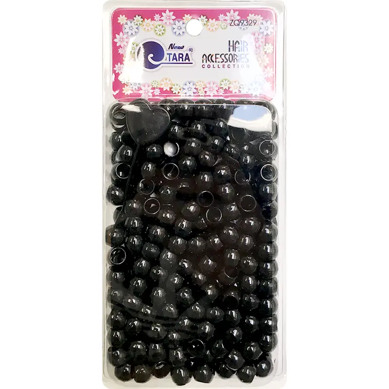 Tara Large Hair Beads - Black #9329 Jumbo Pack