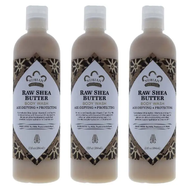 Nubian Heritage Raw Shea Butter Body Wash by Nubian Heritage for Unisex - 13 oz Body Wash - Pack of 3