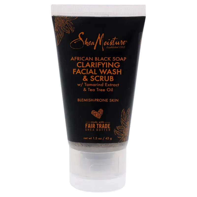 Shea Moisture African Black Soap Clarifying Facial Wash and Scrub by Shea Moisture for Unisex - 1.5 oz Cleanser