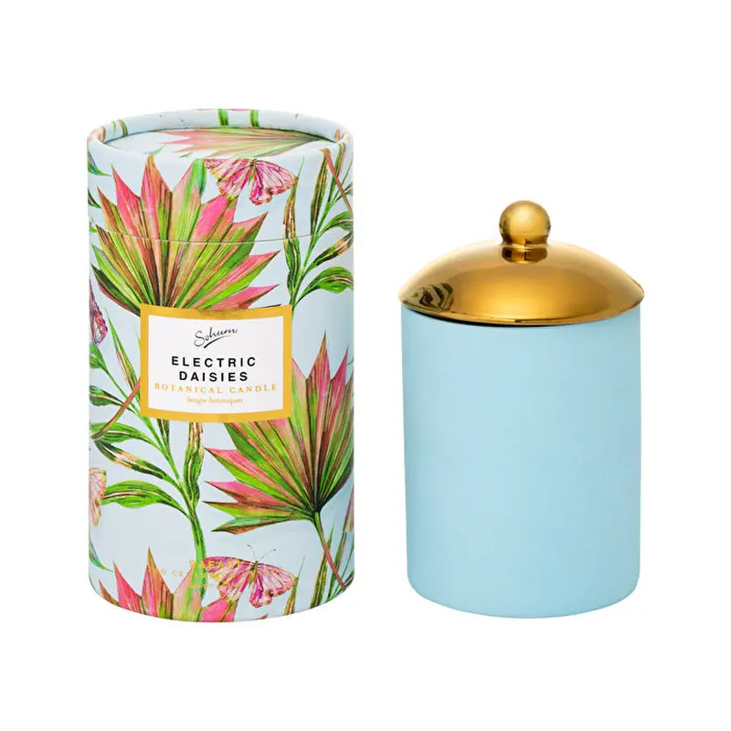 Sohum Safari Botanical Candle Eco Cedarwick Candle in Ceramic Jar Electric Daisies 340g