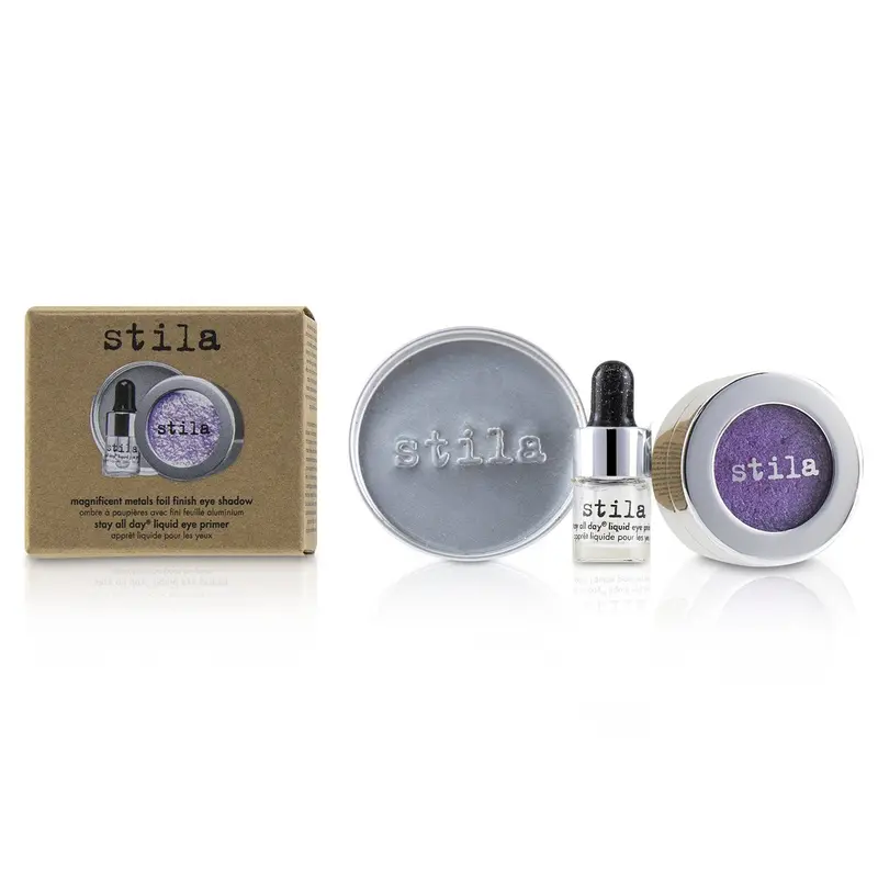 Stila Magnificent Metals Foil Finish Eye Shadow With Mini Stay All Day Liquid Eye Primer - # Metallic Violet  2pcs