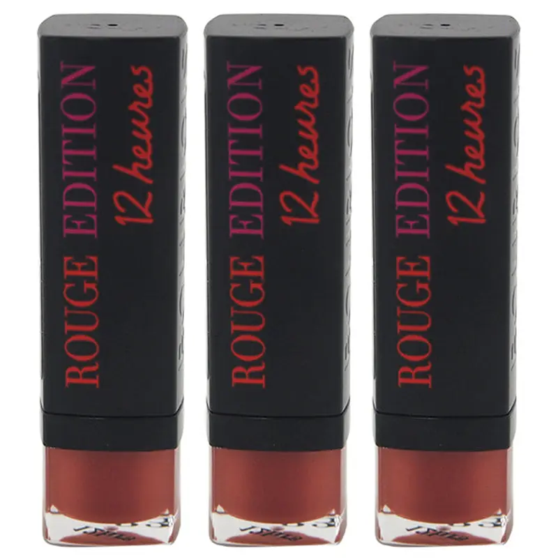 Bourjois Rouge Edition 12 Hours - 33 Peche Cocooning by Bourjois for Women - 0.12 oz Lipstick - Pack of 3