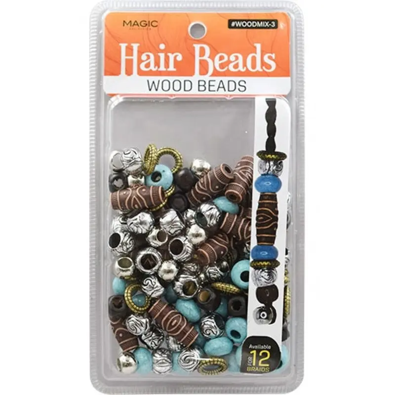 Magic Collection Hair Beads Wood Beads - #WOODMIX3