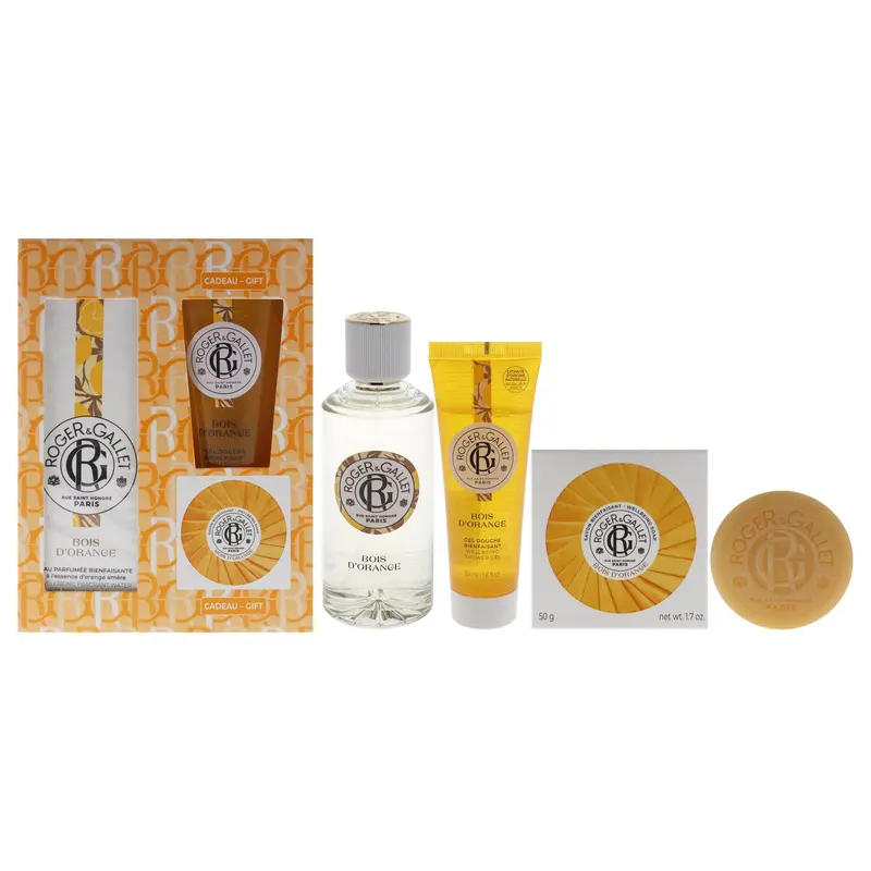 Roger & Gallet Bois Dorange by Roger & Gallet for Unisex - 3 Pc Gift Set 3.3oz Wellbeing Fragrant Water, 1.6oz Wellbeing Soap, 1.6oz Wellbeing Shower Gel