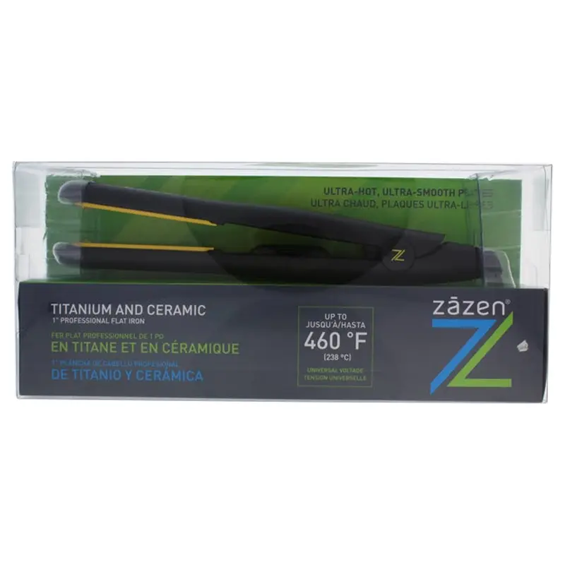 Zazen Titanium And Ceramic Professional Flat Iron - Model # Z-GLIDEC - Black by Zazen for Unisex - 1 Inch Flat Iron