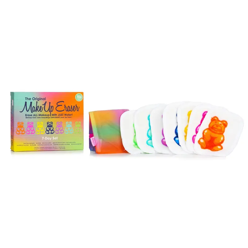 MakeUp Eraser Gummy Bear 7 Day Set (7x Mini MakeUp Eraser Cloth + 1x Bag)  7pcs+1bag