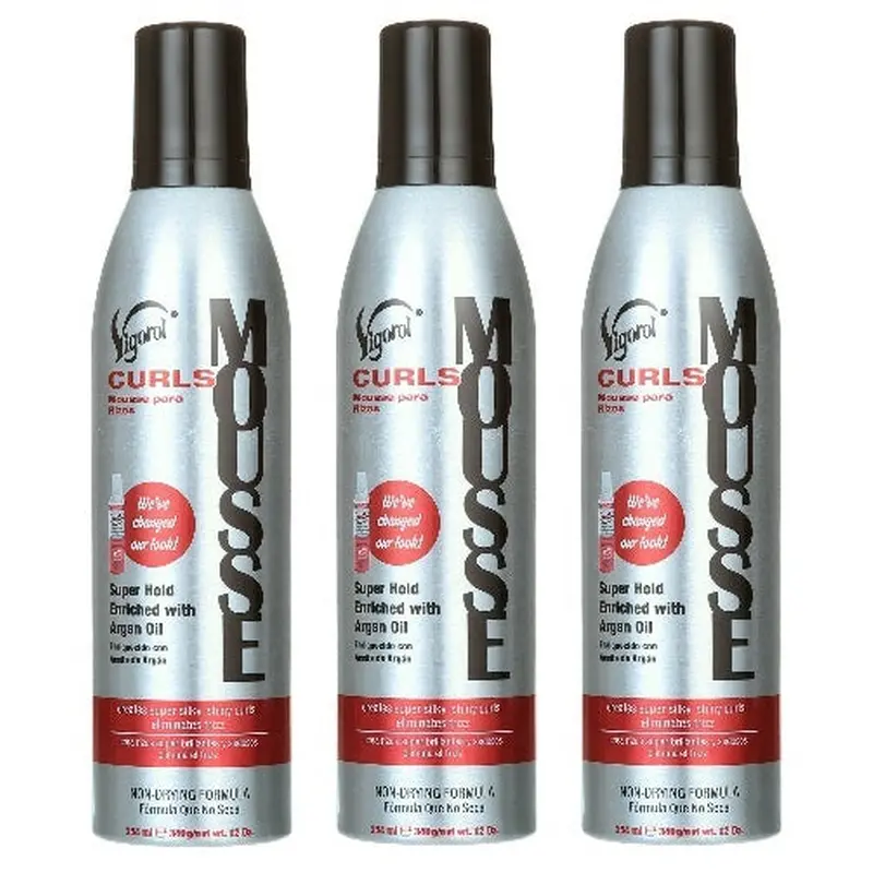 3 Pack Vigorol Curls Hair Mousse 12 oz
