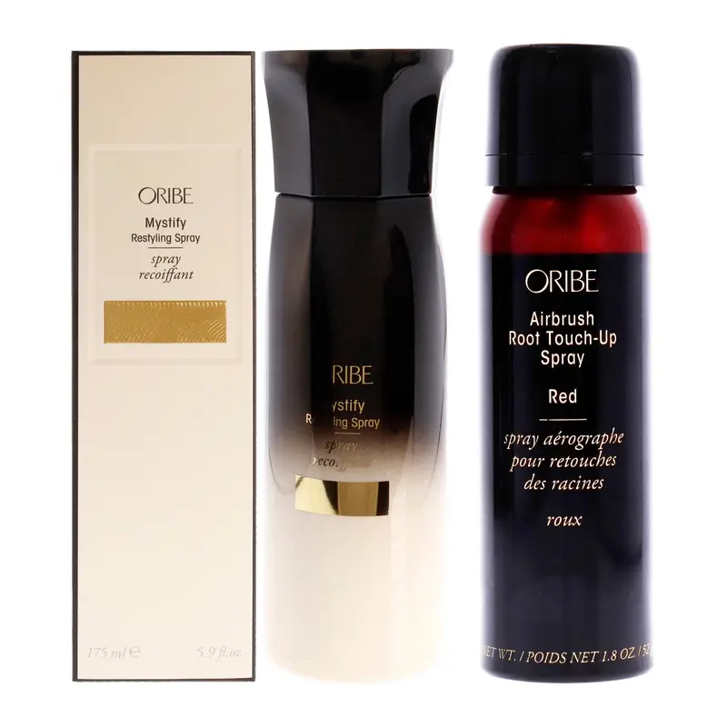 Oribe Mystify Restyling Spray and Airbrush Root Touch-Up Spray - Red Kit by Oribe for Unisex - 2 Pc Kit 5.9oz Spray, 1.8oz Hair Color