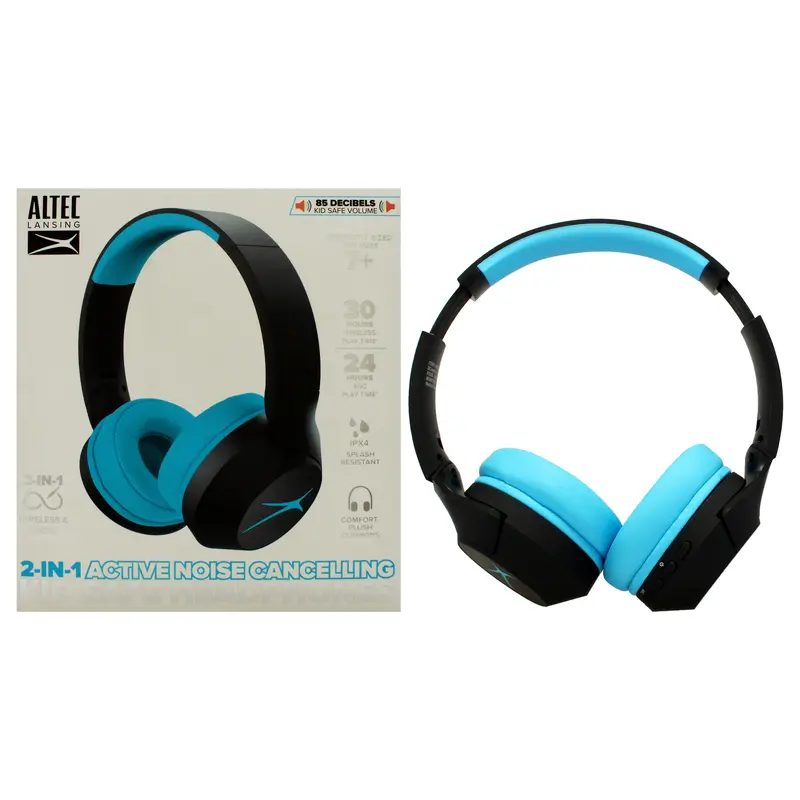 Altec Lansing Kid Safe 2-in-1 ANC Headphones - Blackout Rockstar Blue by Altec Lansing for Kids - 1 Pc Headphones