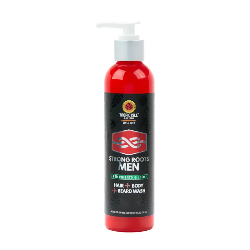 Tropic Isle Living Strong Roots Men Hair+Body+Beard Wash 8 oz MSR24W