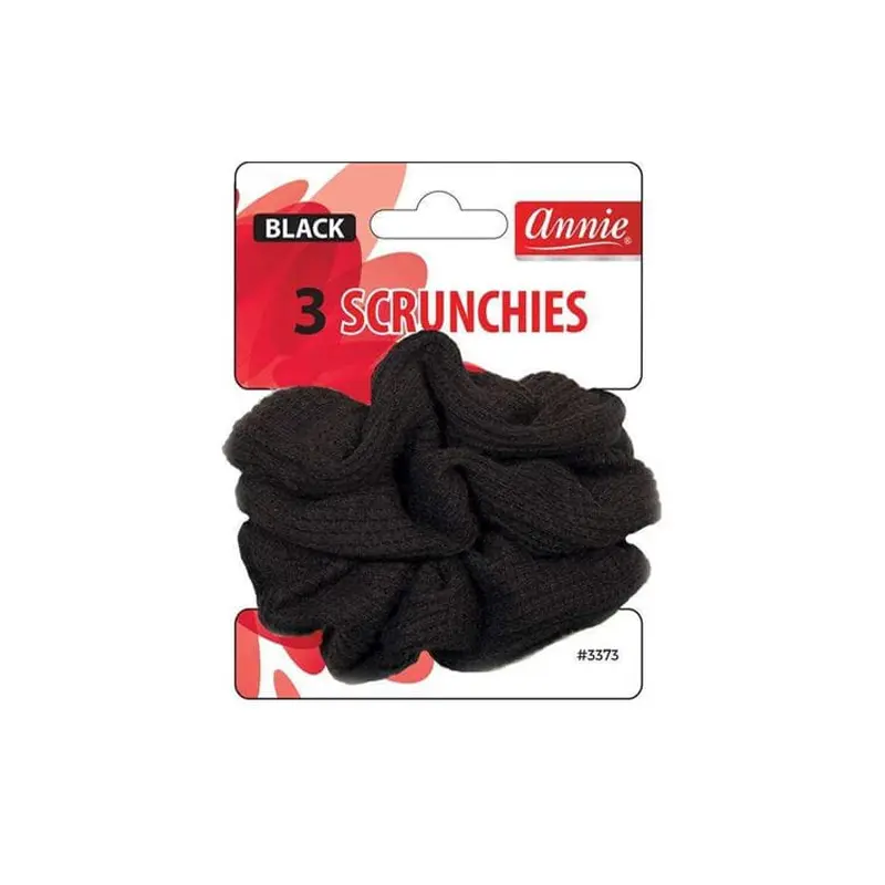 Annie #3373 Black Scrunchies 3 ct