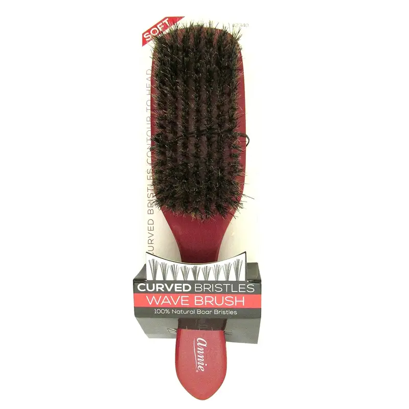 Annie #2340 Soft Wave Curved Bristle Brush 100% Pure Boar Bristles
