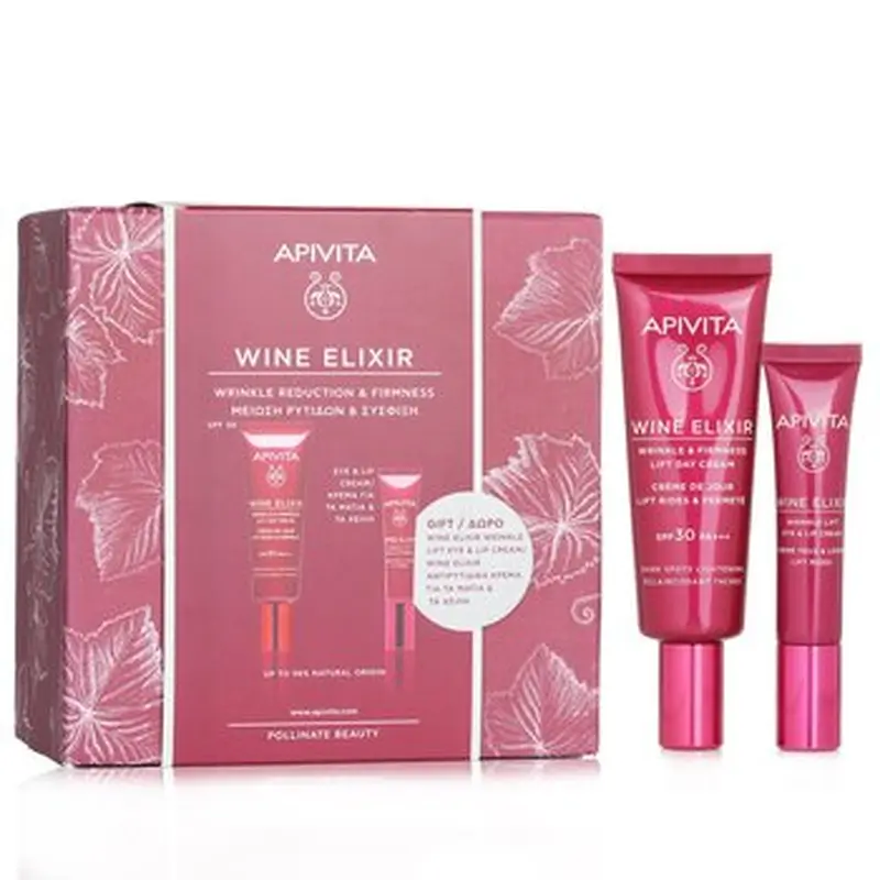 Apivita Wine Elixir Wrinkle Reduction & Firmness Gift Set: Day Cream SPF 30 40ml+ Eye & Lip Cream 15ml 08520 (Exp. Date: 12/2023)  2pcs