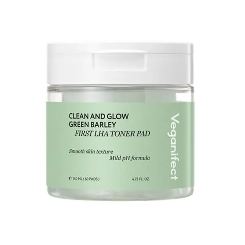 Veganifect Clean And Glow Green Barley First LHA Toner Pad 60 sheets