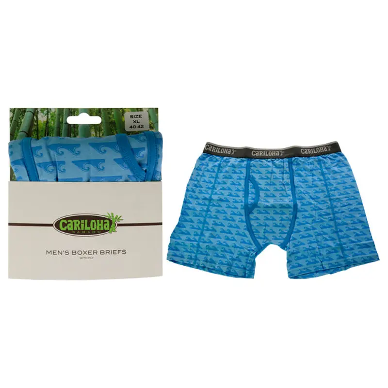 Cariloha Bamboo Boxer Briefs - Caribbean Blue Wave by Cariloha for Men - 1 Pc Boxer (XL)