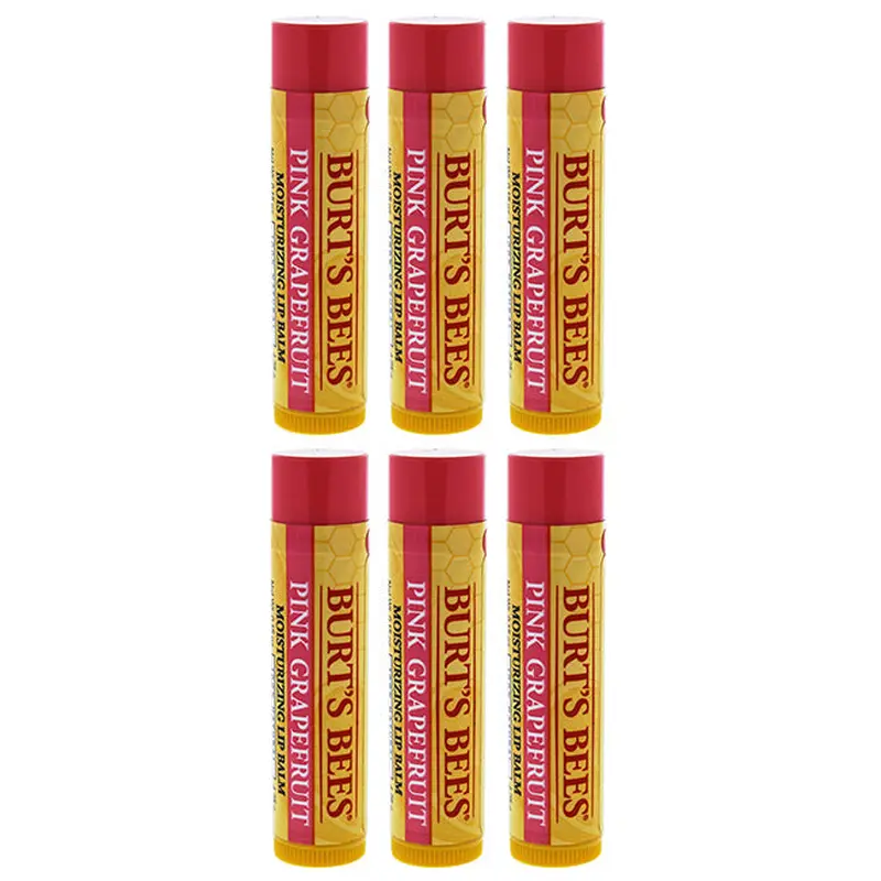 Burts Bees Pink Grapefruit Moisturizing Lip Balm by Burts Bees for Unisex - 0.15 oz Lip Balm - Pack of 6