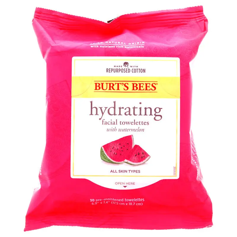 Burts Bees Hydrating Facial Towelettes - Watermelon by Burts Bees for Unisex - 30 Count Towelettes