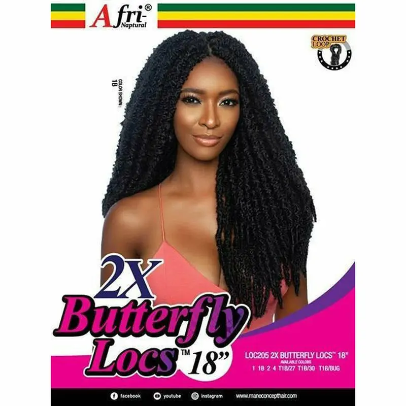 Afri-Naptural: 2X Butterfly Locs 18" Crochet Braid (LOC205)