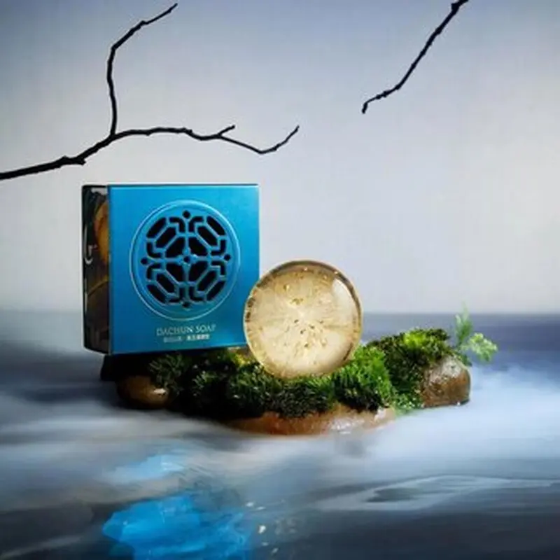 DA CHUN Translucent Jade Crystal Amino Acid Soap?115g *with a sponge drain soap tray #gold foil 115g *w/ sponge tray  Fixed Size