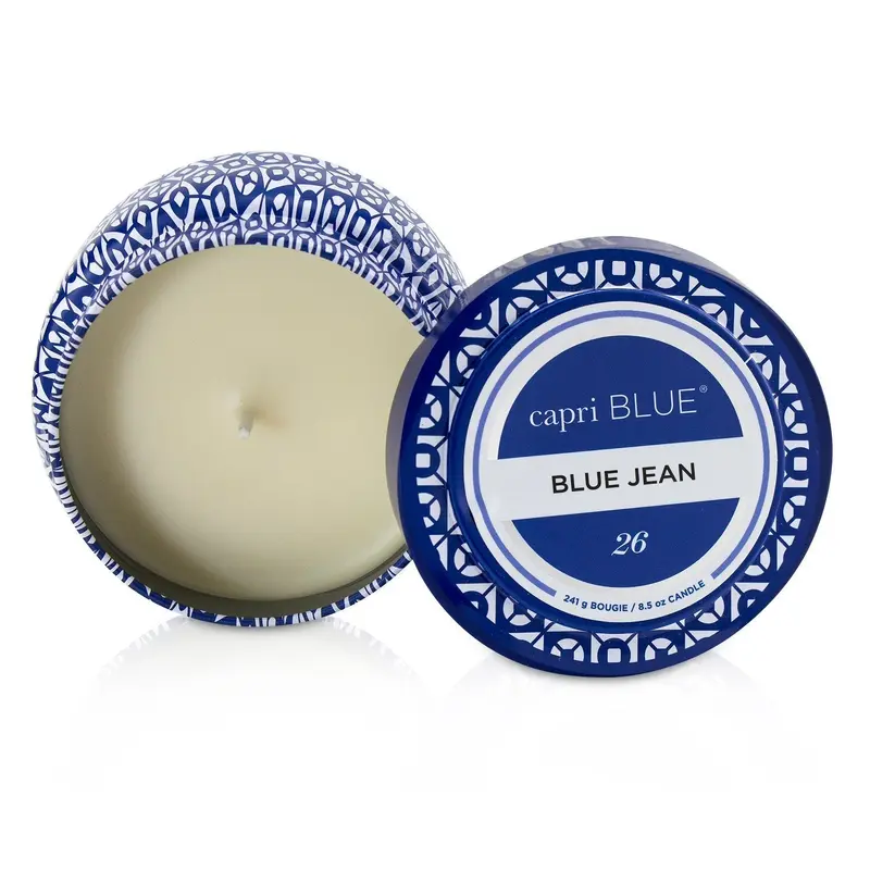 Capri Blue Printed Travel Tin Candle - Blue Jean  241g/8.5oz