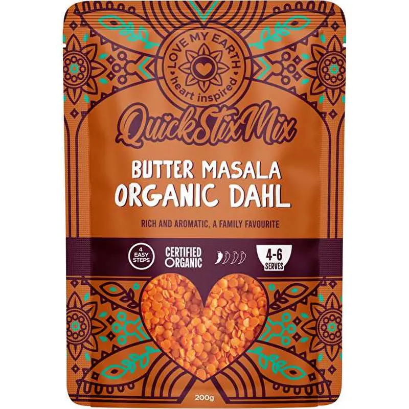 Love My Earth Quick Stix Mix Organic Dahl Butter Masala 200g