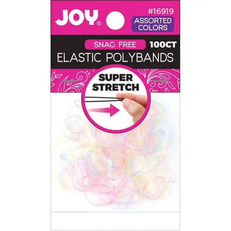 Joy #16919 Elastic Polybands 2.5 cm 100 ct Transparent Asst