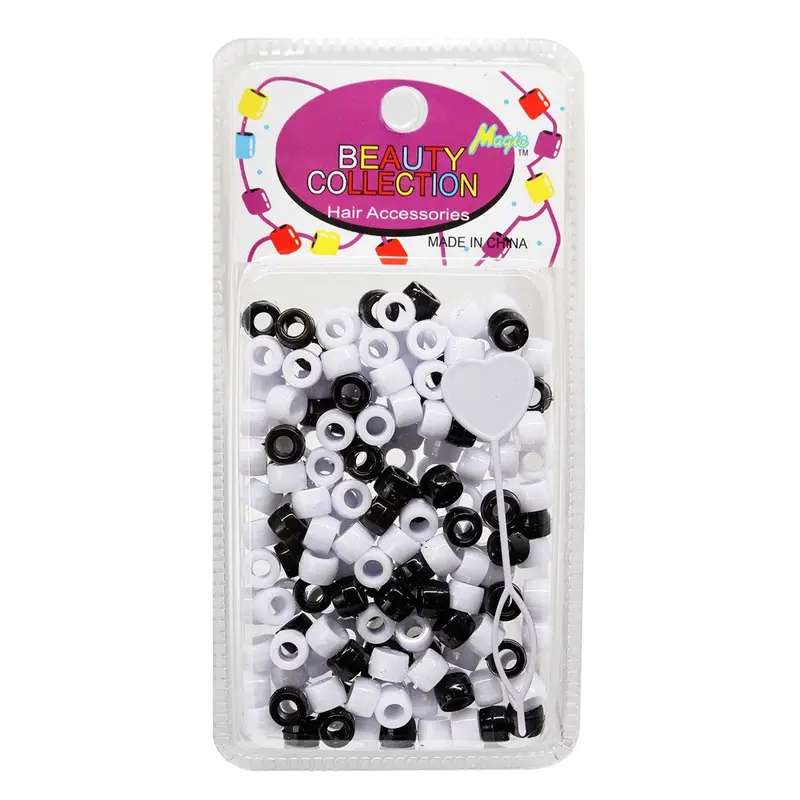 Beauty Collection Small Round Hair Beads - Black & White #200BW