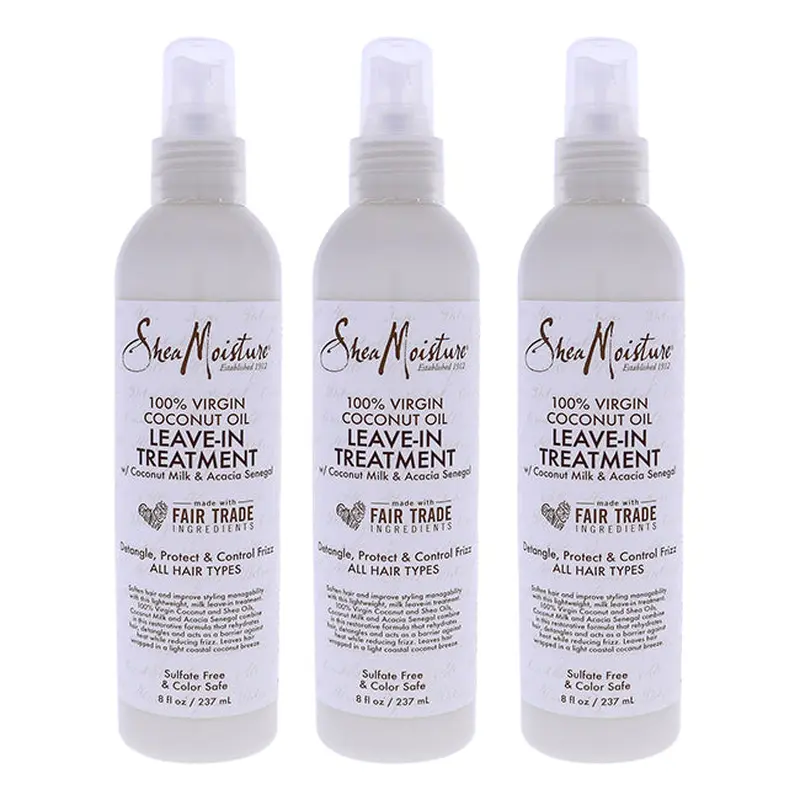 Shea Moisture 100 Percent Virgin Coconut Oil Leave-In Treatment by Shea Moisture for Unisex - 8 oz Treatment - Pack of 3