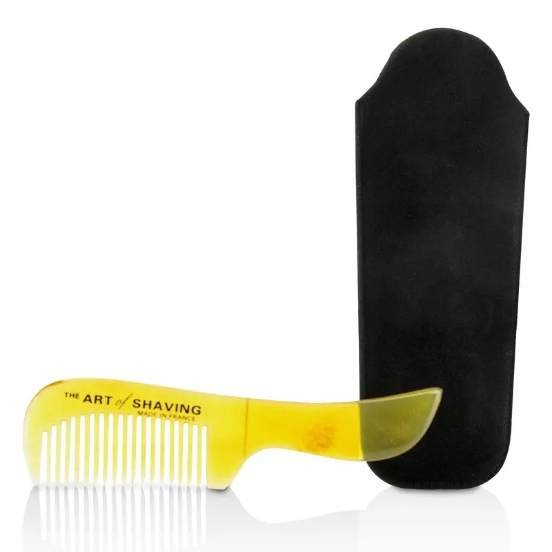The Art Of Shaving Horn Mustache Comb - Black Suedine  1pc