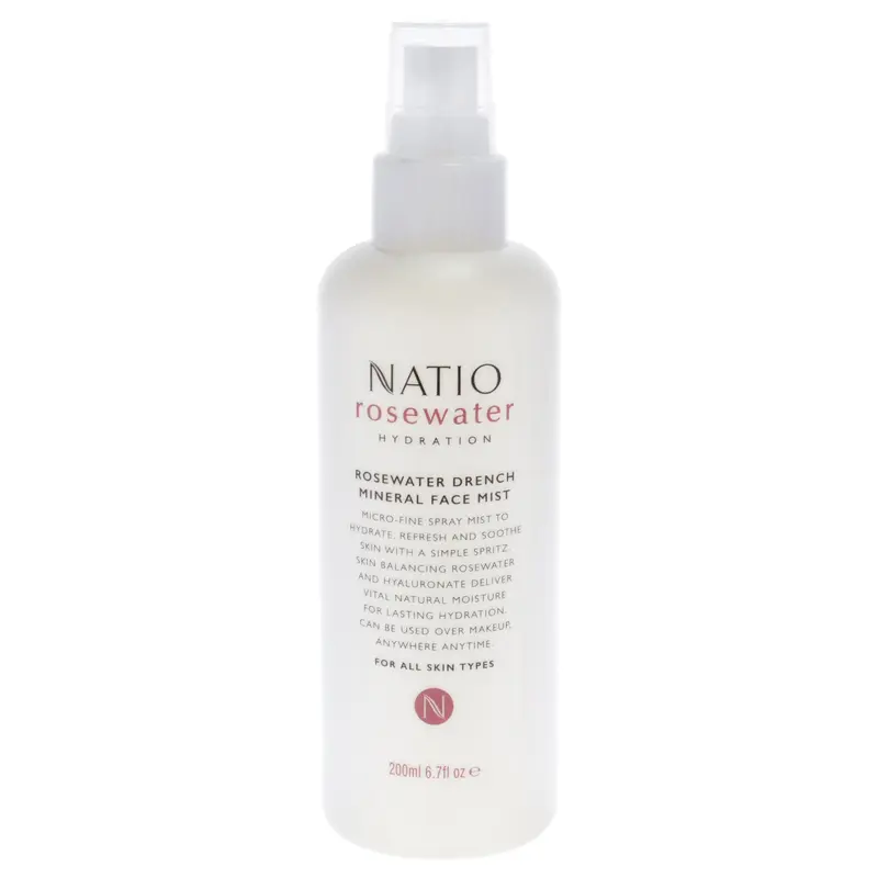 Natio Rosewater Drench Mineral Face Mist by Natio for Women - 6.7 oz Mist