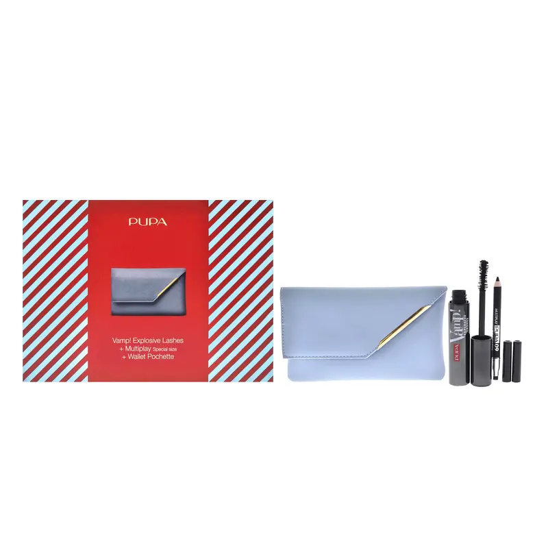 Pupa Milano Vamp! Explosive Lashes and Multiply Set by Pupa Milano for Women - 3 Pc 0.40oz Vamp! Explosive Lashes Mascara - 110 Black, 0.03oz Multiplay Eye Pencil - 09 Black, Wallet