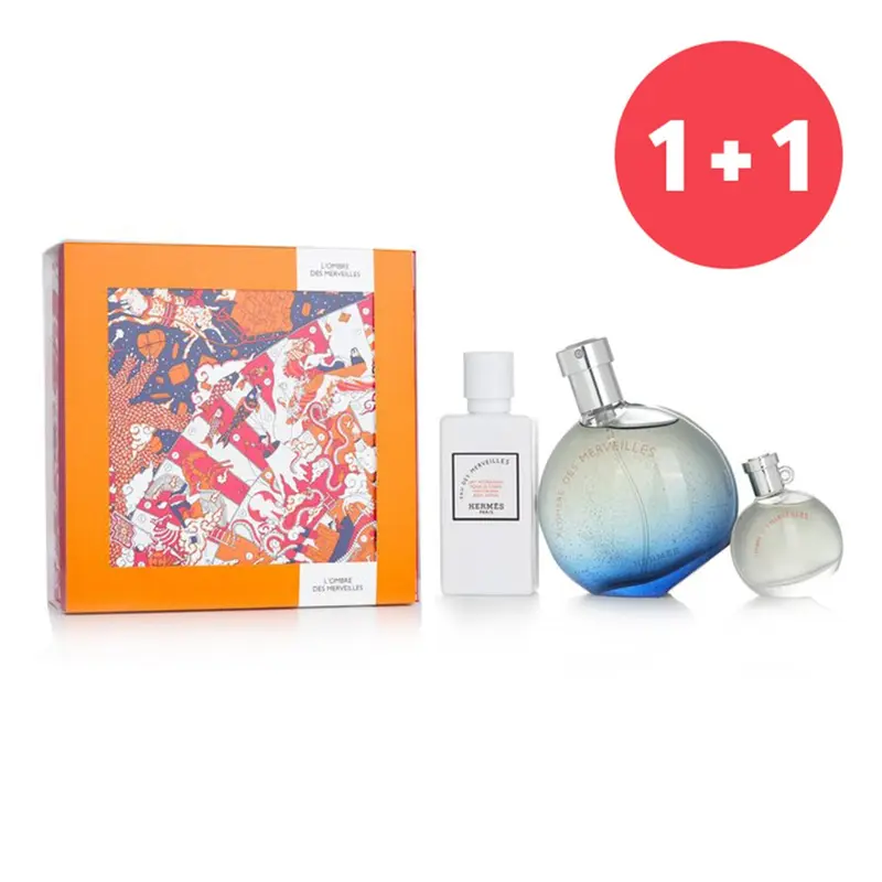 Hermes 1+1 SetL'Ombre Des Merveilles Coffret: Eau De Parfum Spray 50ml + Miniature EDP 7.5ml + Body Lotion 40ml    3pcs