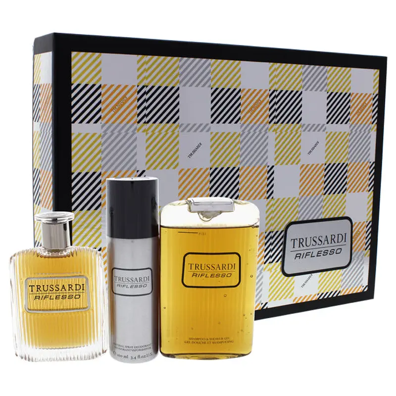 Trussardi Trussardi Riflesso by Trussardi for Men - 3 Pc Gift Set 3.4oz EDT Spray, 6.8oz Shampoo and Shower Gel, 3.4oz Deodorant Spray