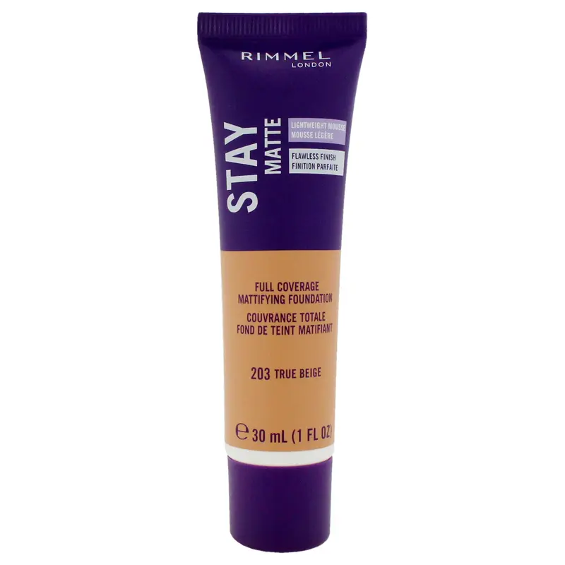 Rimmel London Stay Matte Lightweight Mousse Foundation - 203 True Beige by Rimmel London for Women - 1 oz Mousse Foundation