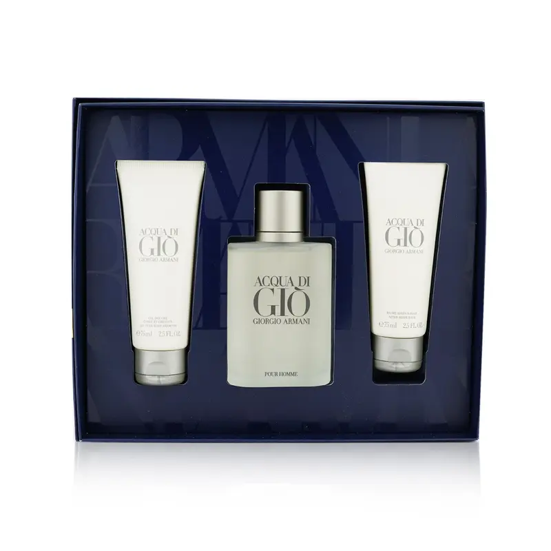 Giorgio Armani Acqua Di Gio Coffret: Eau De Toilette Spray 100ml/3.4oz + All Over Body Shampoo 75ml/2.5oz + After Shave Balm 75ml/2.5oz (Unboxed)  3pcs