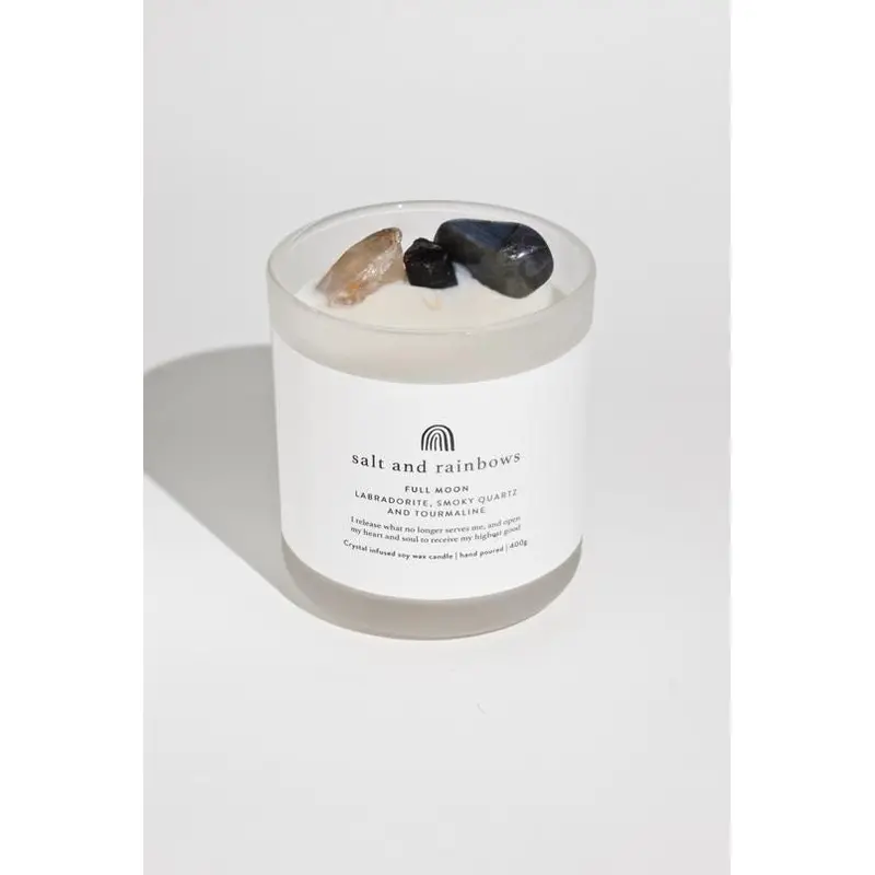 Salt and Rainbows Full Moon Crystal Candle 400g