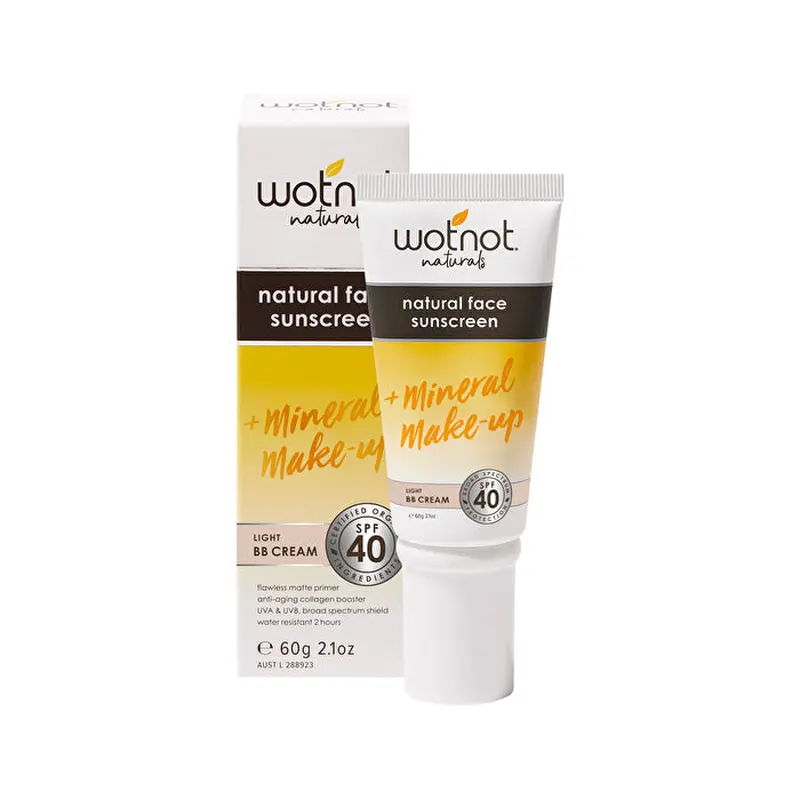 Wotnot Naturals Natural Face Sunscreen SPF 40 (Mineral Make-Up) Light BB Cream 60g