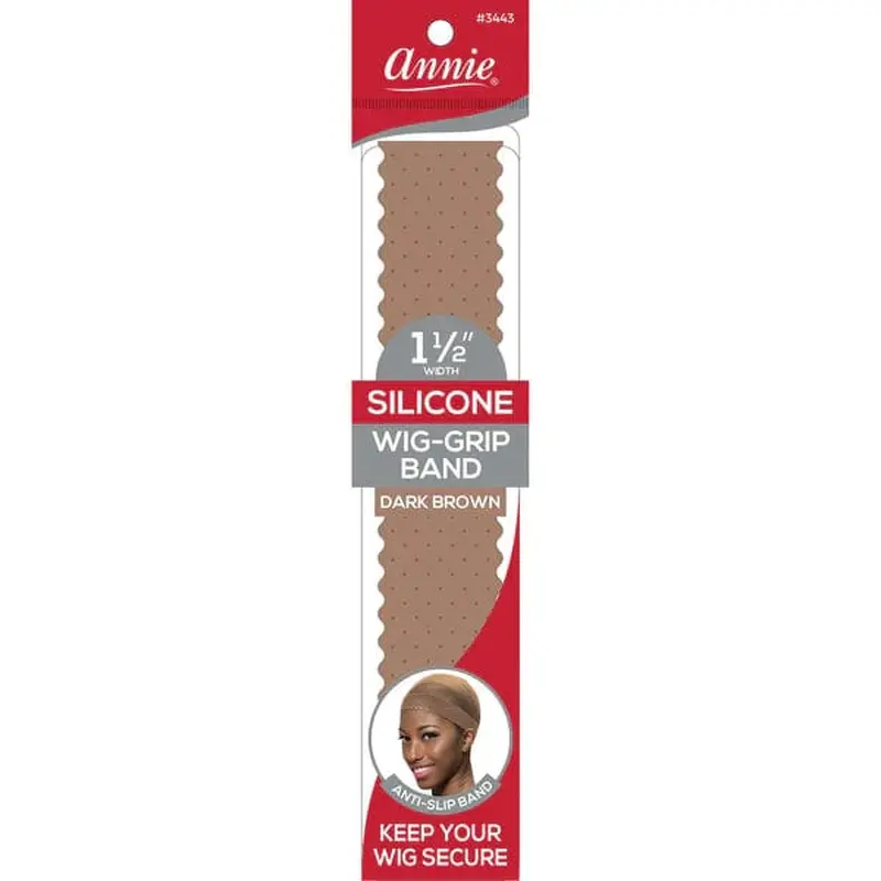 Annie #3443 Silicone Wig Grip Head Band Translucent Dark Brown